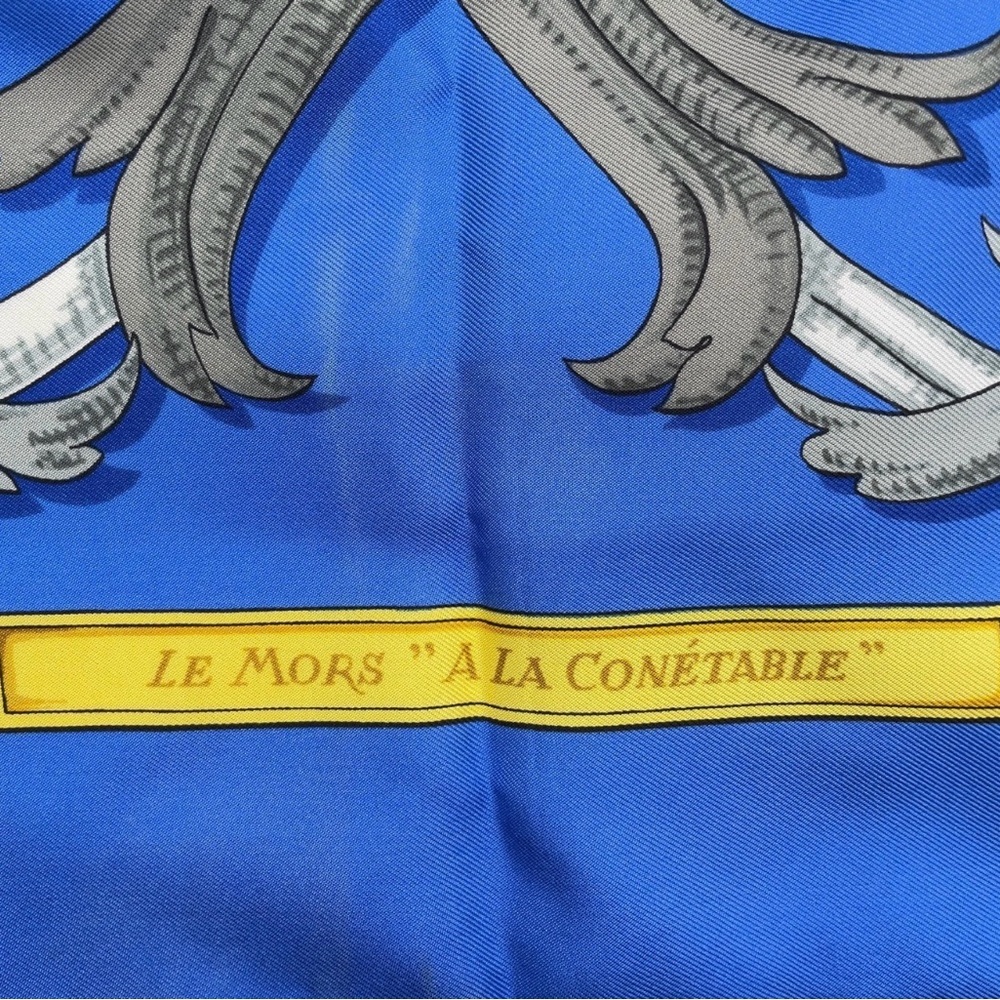HERMES Vintage Rare Collectible Carre 90 Equestrian 100% Silk Scarf Blue - Picture 10 of 12